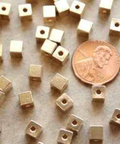 16 pc. Gold Plated Brass Cube Spacer Beads, 5mm by 5mm | FI-486