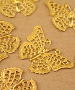 10 pc. Raw Brass Filigree Butterflies, 25mm by 41mm - made in USA | MIS-184