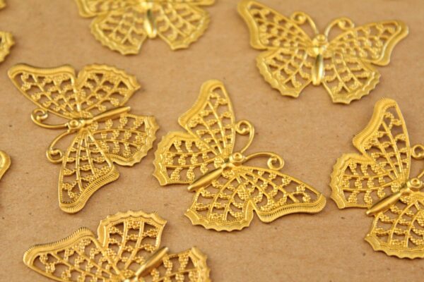10 pc. Raw Brass Filigree Butterflies, 25mm by 41mm - made in USA | MIS-184