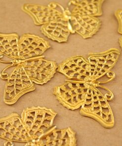 10 pc. Raw Brass Filigree Butterflies, 25mm by 41mm - made in USA | MIS-184