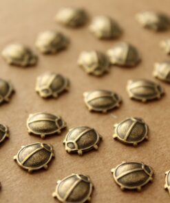 8 pc. Tiny Antique Brass Plated Beetles: 8.5mm by 8mm - made in USA | AB-129