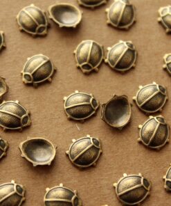 8 pc. Tiny Antique Brass Plated Beetles: 8.5mm by 8mm - made in USA | AB-129