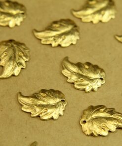 6 pc. Raw Brass Curved Autumn Leaves: 18mm by 13mm - made in USA | RB-391