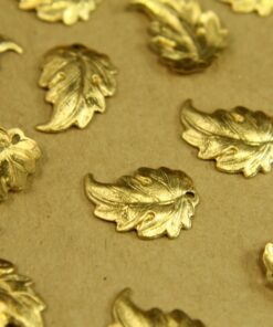 6 pc. Raw Brass Curved Autumn Leaves: 18mm by 13mm - made in USA | RB-391