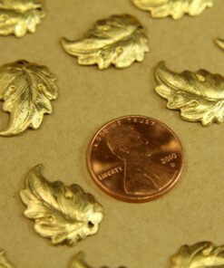6 pc. Raw Brass Curved Autumn Leaves: 18mm by 13mm - made in USA | RB-391