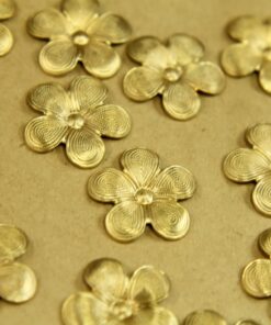 6 pc. Raw Brass Retro Flowers: 18mm diameter - made in USA | RB-392