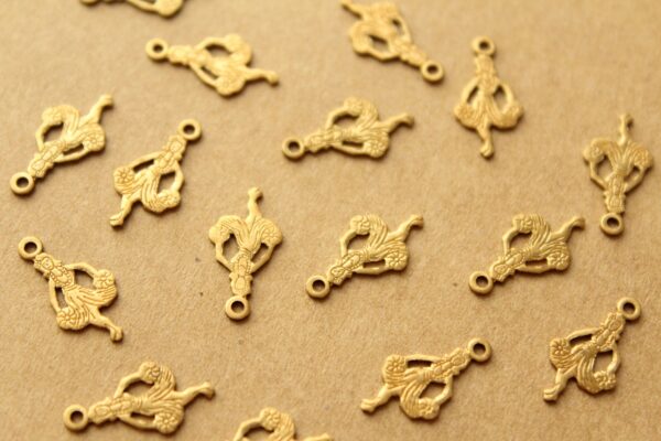 16 pc. Small Raw Brass Hula Dancer Charms: 15.5mm by 8mm - made in USA Hawaii Island Dancer Hawaiian Woman Dance Polynesian | RB-1191