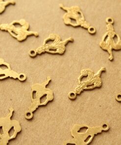 16 pc. Small Raw Brass Hula Dancer Charms: 15.5mm by 8mm - made in USA Hawaii Island Dancer Hawaiian Woman Dance Polynesian | RB-1191
