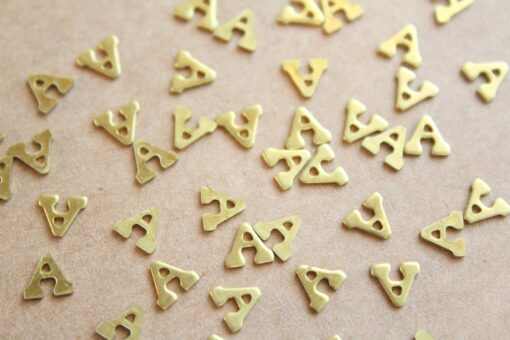 6 pc. Tiny Raw Brass Letter A Stampings - 6mm by 6mm - made in USA | RB-1169