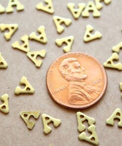 6 pc. Tiny Raw Brass Letter A Stampings - 6mm by 6mm - made in USA | RB-1169