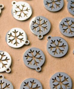 8 pc. Snowflake Charms, Stainless Steel, 14mm x 12mm | MIS-007**