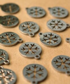 8 pc. Snowflake Charms, Stainless Steel, 14mm x 12mm | MIS-007**