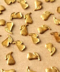 10 pc. Small Raw Brass Detailed Pears: 9.5mm by 6mm - made in USA | RB-1412