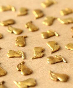 10 pc. Small Raw Brass Detailed Pears: 9.5mm by 6mm - made in USA | RB-1412