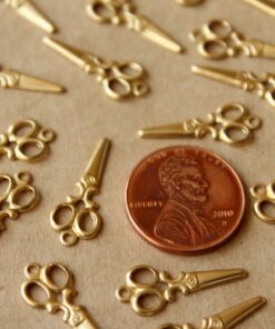14 pc. Raw Brass Scissors Charms, 20mm by 8mm - made in USA | RB-718