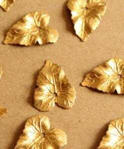 8 pc. Medium Raw Brass Ivy Leaves: 20mm by 27mm - made in USA | RB-1012