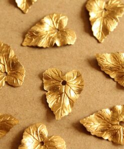 8 pc. Medium Raw Brass Ivy Leaves: 20mm by 27mm - made in USA | RB-1012