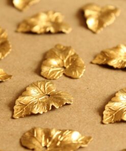 8 pc. Medium Raw Brass Ivy Leaves: 20mm by 27mm - made in USA | RB-1012