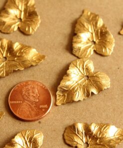 8 pc. Medium Raw Brass Ivy Leaves: 20mm by 27mm - made in USA | RB-1012