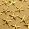 12 pc. Raw Brass Barn Star Charms: 21mm by 19mm - made in USA | RB-1363