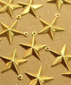 12 pc. Raw Brass Barn Star Charms: 21mm by 19mm - made in USA | RB-1363