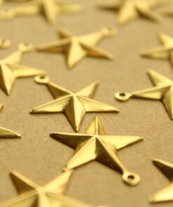 12 pc. Raw Brass Barn Star Charms: 21mm by 19mm - made in USA | RB-1363
