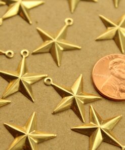 12 pc. Raw Brass Barn Star Charms: 21mm by 19mm - made in USA | RB-1363