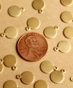 24 pc. Raw Brass Circle Tags: 10.5mm by 8mm - made in USA | RB-827