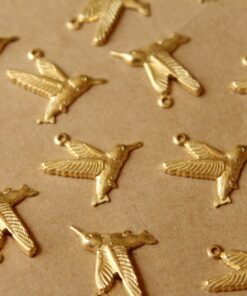 14 pc. Raw Brass Hummingbird Charms: 19mm by 16mm - made in USA | RB-746