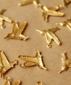 14 pc. Raw Brass Hummingbird Charms: 19mm by 16mm - made in USA | RB-746