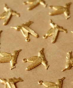 14 pc. Raw Brass Hummingbird Charms: 19mm by 16mm - made in USA | RB-746