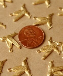 14 pc. Raw Brass Hummingbird Charms: 19mm by 16mm - made in USA | RB-746