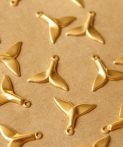 20 pc. Raw Brass Whale Tail Charms: 16mm by 14mm - made in USA | RB-758