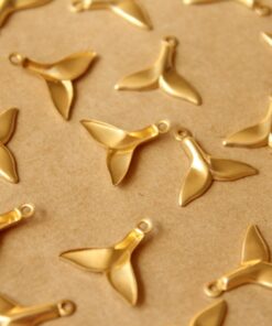 20 pc. Raw Brass Whale Tail Charms: 16mm by 14mm - made in USA | RB-758