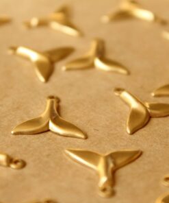 20 pc. Raw Brass Whale Tail Charms: 16mm by 14mm - made in USA | RB-758
