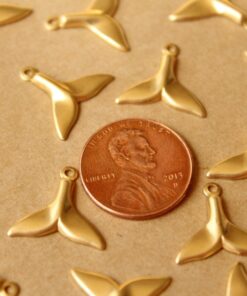 20 pc. Raw Brass Whale Tail Charms: 16mm by 14mm - made in USA | RB-758