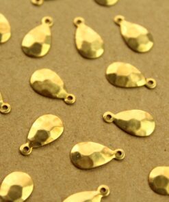 10 pc. Raw Brass Hammered Teardrops: 13mm by 7mm - made in USA | RB-1366