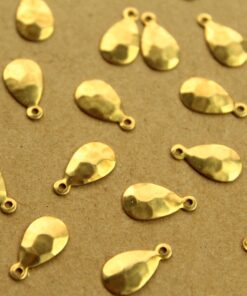 10 pc. Raw Brass Hammered Teardrops: 13mm by 7mm - made in USA | RB-1366