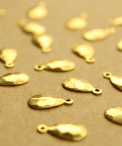 10 pc. Raw Brass Hammered Teardrops: 13mm by 7mm - made in USA | RB-1366