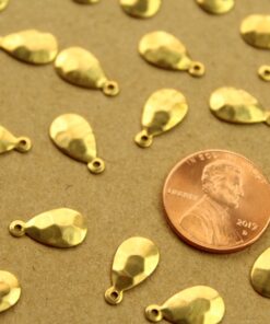 10 pc. Raw Brass Hammered Teardrops: 13mm by 7mm - made in USA | RB-1366