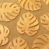 8 pc. Gold Plated Laser Cut Monstera Leaf Charms, 29.5mm by 25mm | MIS-398