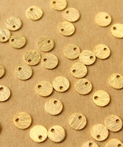 20 pc. 24K Gold Plated Brass Tiny Brushed Circle Charms, 6mm diameter | FI-227*