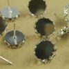 10 pc. Lace Edge Earring Blank Setting Silver, 12mm pad | FI-118