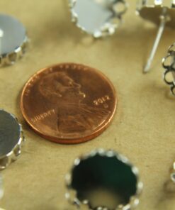 10 pc. Lace Edge Earring Blank Setting Silver, 12mm pad | FI-118