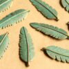 10 pc. Verdigris Antique Bronze Round Feather Pendant, 44mm by 14mm | MIS-075