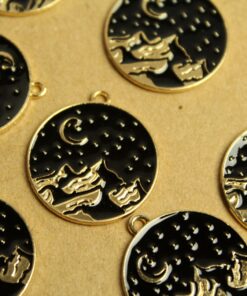4 pc. Starry Mountain Night Enameled Charms, 26mm x 24mm | MIS-169*