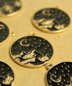4 pc. Starry Mountain Night Enameled Charms, 26mm x 24mm | MIS-169*