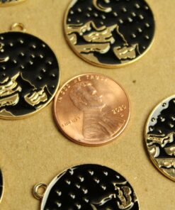 4 pc. Starry Mountain Night Enameled Charms, 26mm x 24mm | MIS-169*
