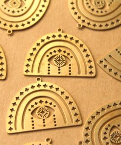 2 pc. Raw Brass Boho Rainbow Charms with All-Seeing Eye, 30mm x 22.5mm | MIS-057***