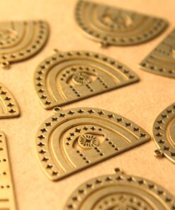 2 pc. Raw Brass Boho Rainbow Charms with All-Seeing Eye, 30mm x 22.5mm | MIS-057***